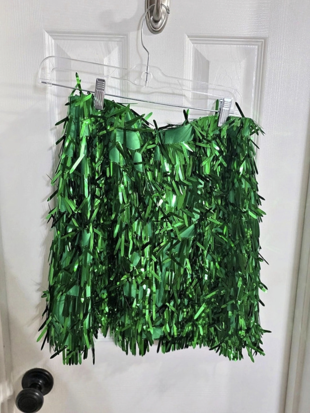 tipsy elves Green Sequin Fringe Mini Skirt